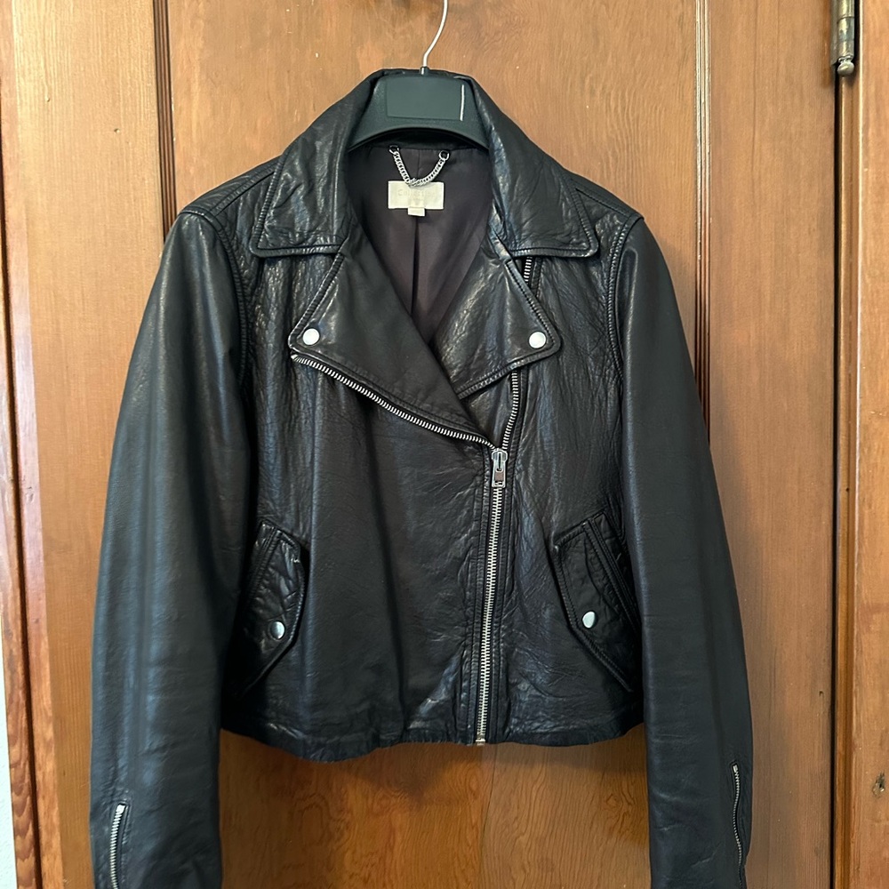 Leather motorcycle jacket